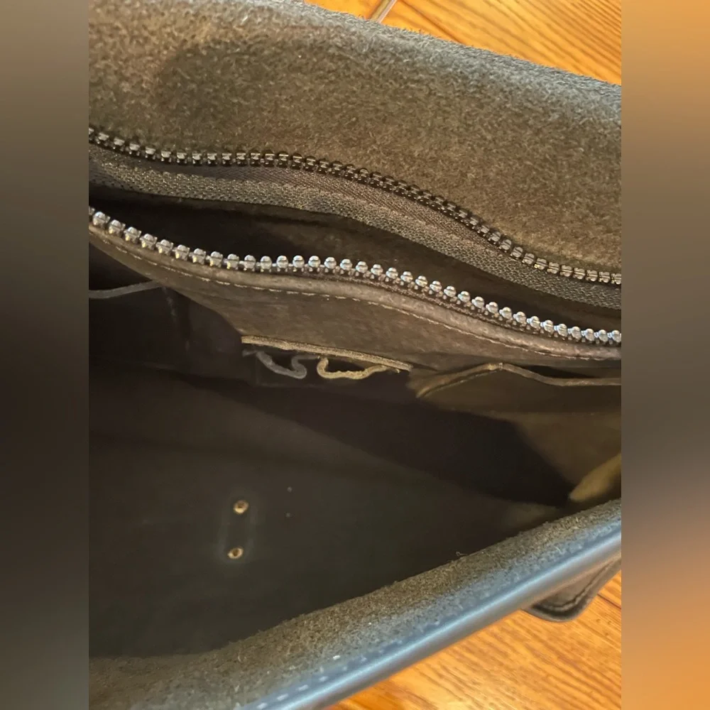 EUC Jack Georges Black Leather Messenger Bag,top handle/shoulder strap